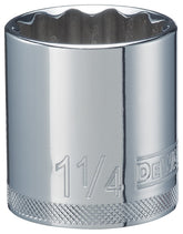 DeWALT DWMT86474OSP Hand Socket, 1-1/4 in Socket, 1/2 in Drive, 12-Point, Vanadium Steel, Polished Chrome